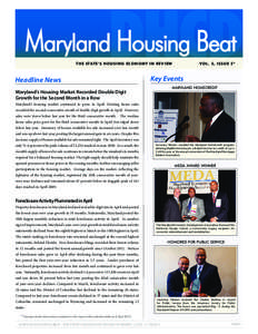 DHCD  Maryland Housing Beat THE STATE’S HOUSING ECONOMY IN RE VIEW
