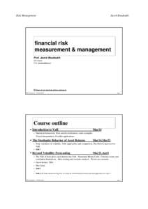 Risk Management  Jacob Boudoukh financial risk measurement & management
