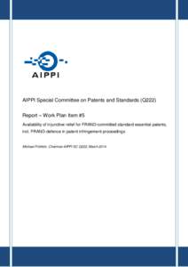 Report of AIPPI SC Q222 - Availability of injunctive relief for FRAND-committed SEPs (WP#5)