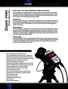 Zoom H4n  Handy Recorder NEW SOLUTION FOR VIDEO