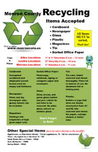 Monroe County  Recycling Items Accepted  Visit us online: