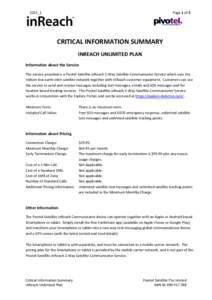 Page 1 of 2  2015_1 CRITICAL INFORMATION SUMMARY INREACH UNLIMITED PLAN