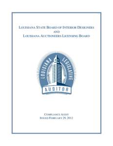 Louisiana State Board of Interior Designers and Louisiana Auctioneer Licensing Board