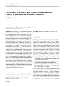 Int J Comput Vis:74–85 DOIs11263Point-RANSAC Structure from Motion for Vehicle-Mounted Cameras by Exploiting Non-holonomic Constraints Davide Scaramuzza