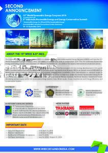 SECOND ANNOUNCEMENT ABOUT THE 15th WREC & 5th IRES The Indonesian Renewable Energy Society (IRES), in collaboration with World Renewable Energy Network (WREN), will host the 15th World Renewable Energy Congress15t