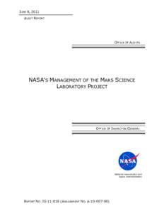 JUNE 8, 2011 AUDIT REPORT OFFICE OF AUDITS  NASA’S MANAGEMENT OF THE MARS SCIENCE