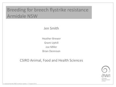 Breeding for breech flystrike resistance Armidale NSW Jen Smith Heather Brewer Grant Uphill Joe Miller