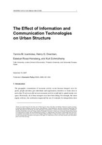 THE EFFECT OF ICT ON URBAN STRUCTURE  1 The Effect of Information and Communication Technologies