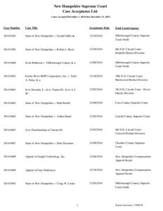 New Hampshire Supreme Court Case Acceptance List Cases Accepted December 1, 2014 thru December 31, 2014 Case Number