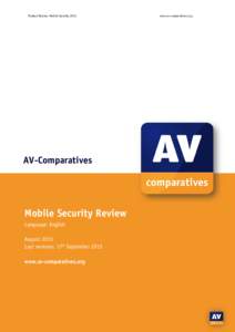 Product Review: Mobile SecurityAV-Comparatives Mobile Security Review Language: English