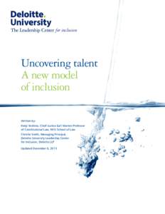 for inclusion  Uncovering talent A new model of inclusion Written by: