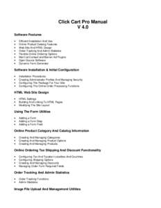 Click Cart Pro Manual V 4.0 Software Features • • •