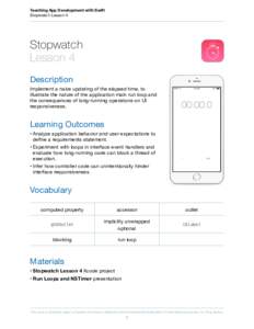 Teaching App Development with Swift  Stopwatch Lesson 4 Stopwatch