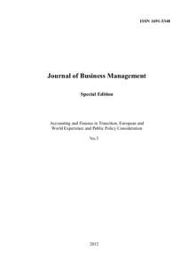 ISSNJournal of Business Management Special Edition  Accounting and Finance in Transition, European and