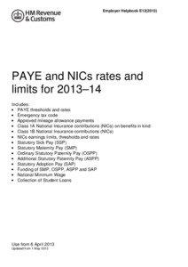 Employer Helpbook E12[removed]PAYE and NICs rates and