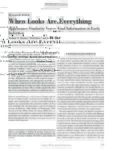 PS YC HOLOGICA L SC IENCE  Research Article When Looks Are Everything Appearance Similarity Versus Kind Information in Early