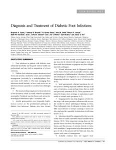 IDSA GUIDELINES  Diagnosis and Treatment of Diabetic Foot Infections Benjamin A. Lipsky,1,a Anthony R. Berendt,2,a H. Gunner Deery,3 John M. Embil,4 Warren S. Joseph,5 Adolf W. Karchmer,6 Jack L. LeFrock,7 Daniel P. Lew,