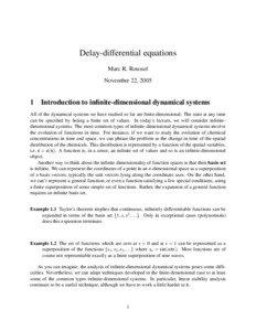 Delay-differential equations Marc R. Roussel November 22, 2005
