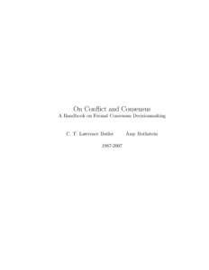 On Conflict and Consensus A Handbook on Formal Consensus Decisionmaking