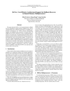 To appear in the Proceedings of the 29th Annual International Symposium on Computer Architecture (ISCA-29) May 2002 ReVive: Cost-Effective Architectural Support for Rollback Recovery in Shared-Memory Multiprocessors 