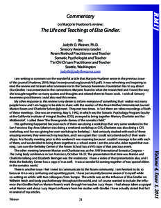 on Marjorie Huebner’s review:  The Life and Teachings of Elsa Gindler. RMIJ