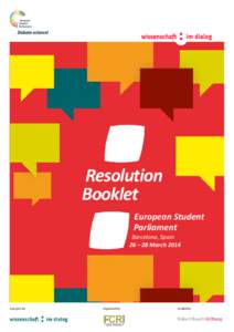 Resolution Booklet European Student Parliament  Barcelona, Spain