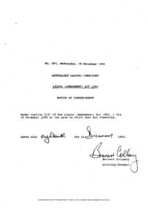 No. S95, Wednesday, 19 December[removed]AUSTRALIAN CAPITAL TERRITORY LIQUOR (AMENDMENT) ACT 1990