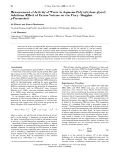 52  J. Chem. Eng. Data 1999, 44, 52-55 Measurement of Activity of Water in Aqueous Poly(ethylene glycol) Solutions (Effect of Excess Volume on the Flory-Huggins