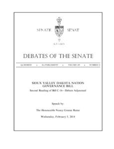 Debates of the Senate 2nd SESSION .  41st PARLIAMENT