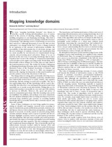 Introduction  Mapping knowledge domains Richard M. Shiffrin*† and Katy Bo¨rner‡ *Psychology Department and ‡School of Library and Information Science, Indiana University, Bloomington, IN 47405