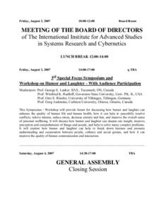 Friday, August 3, :00-12:00 Board Room