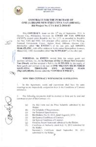 REPUBLIC OF THE PHILIPPINES  COURT OF TAX APPEALS QUEZON CITY  CONTRACT FOR THE PURCHASE OF