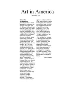 Art in America December 2003 China Blue at Lance Fung China Blue’s less-is-more