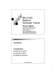 BNJ 2.03a Beginner Developer Tutorial Chris H. Meyer (revised by William H. Hsu) Kansas State University