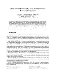 Characteristic Formulae for Fixed-Point Semantics: A General Framework∗ Luca Aceto Anna Ingolfsdottir