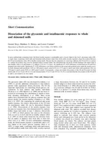 Dissociation of the glycaemic and insulinaemic responses to whole and skimmed milk
