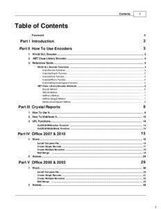 Contents  1 Table of Contents Foreword