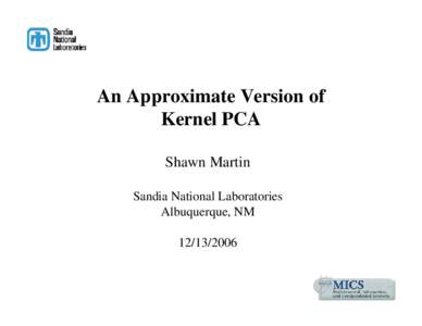 Microsoft PowerPoint - Martin_ApproxKPCA.ppt
