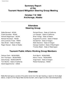 Summary Report  Summary Report of the Tsunami Hazard Mitigation Steering Group Meeting October