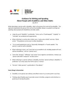     Guidance for Writing and Speaking   About People with Disabilities and Older Adults 