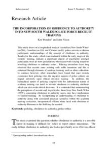Salus Journal  Issue 2, Number 1, 2014 Research Article THE INCORPORATION OF OBEDIENCE TO AUTHORITY