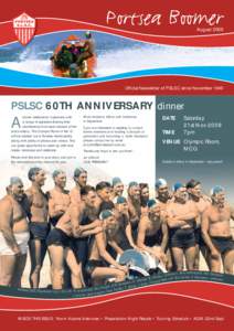 Portsea Boomer August 2009 Official Newsletter of PSLSC since NovemberPSLSC 60TH ANNIVERSARY dinner