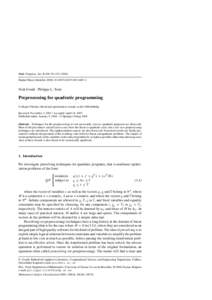 Math. Program., Ser. B 100: 95–Digital Object Identifier (DOIs10107Nick Gould · Philippe L. Toint  Preprocessing for quadratic programming