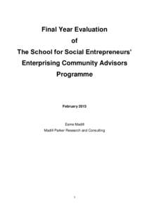 Final Year Evaluation of The School for Social Entrepreneurs’ Enterprising Community Advisors Programme