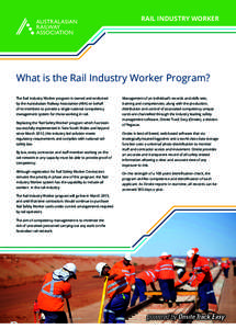 RAILINDUSTRY INDUSTRYWORKER WORKER RAIL  What is the Rail Industry Worker Program?