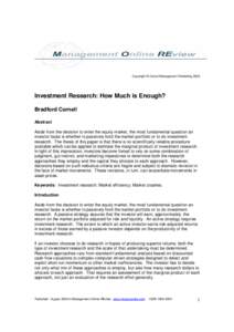 Cornell article-Marginal Product of Investment Res _MORE Aug2009_final