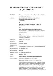 PLANNING & ENVIRONMENT COURT OF QUEENSLAND CITATION: Barnes & Anor v Southern Downs Regional Council & Ors (NoQPEC 119