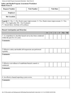 Safety and Health Program Assessment Worksheet - Blank Form 33