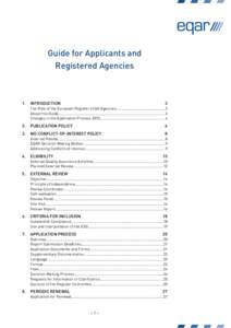 EQAR Guide for Applicants and Registered Agencies