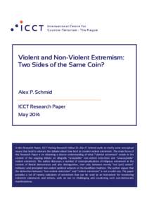 Violent and Non-Violent Extremism: Two Sides of the Same Coin? Alex P. Schmid ICCT Research Paper May 2014
